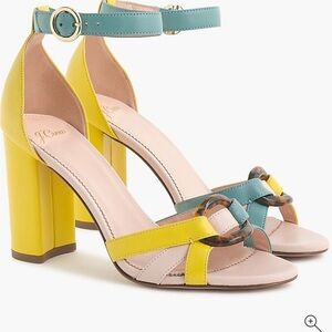 J.CREW Stella heels in colorblock leather with tortoise buckle,sz9!NEW